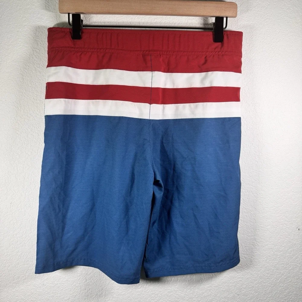 Disney Marvel Captain America Men Swim‎ Trunk Board Shorts Stripes | Size Small